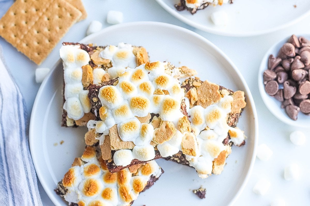 overhead plate of smores brownies