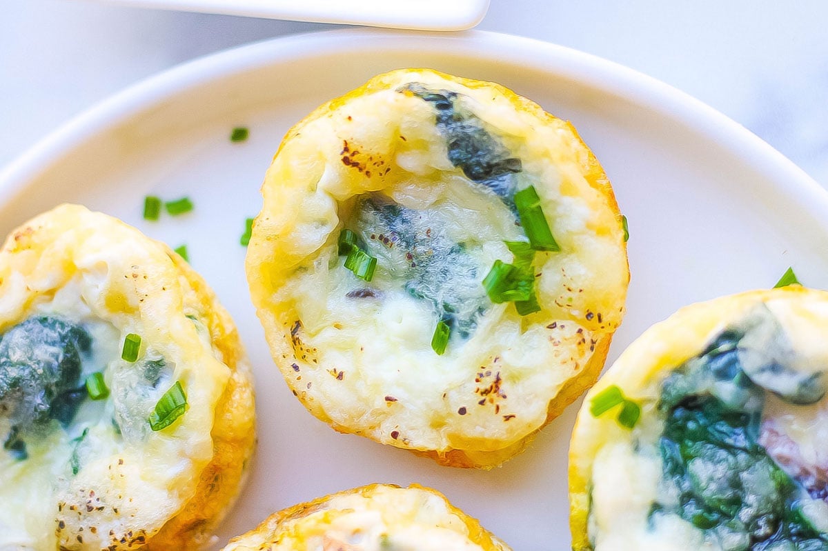 close up of mushroom spinach egg cups 