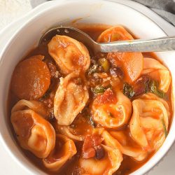 tortellini soup in a bowl