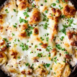 overhead shot of tortellini bake