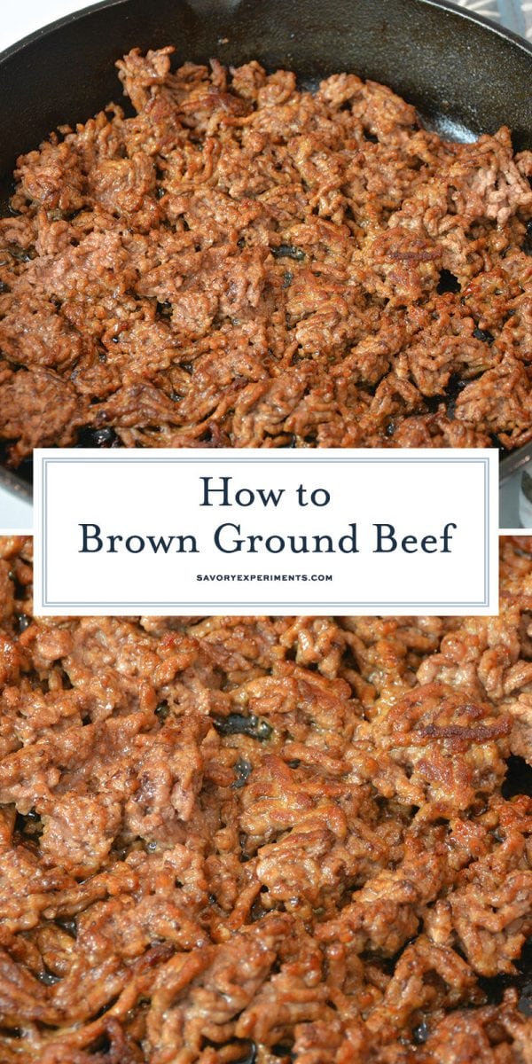 collage of how to brown ground beef for pinterest