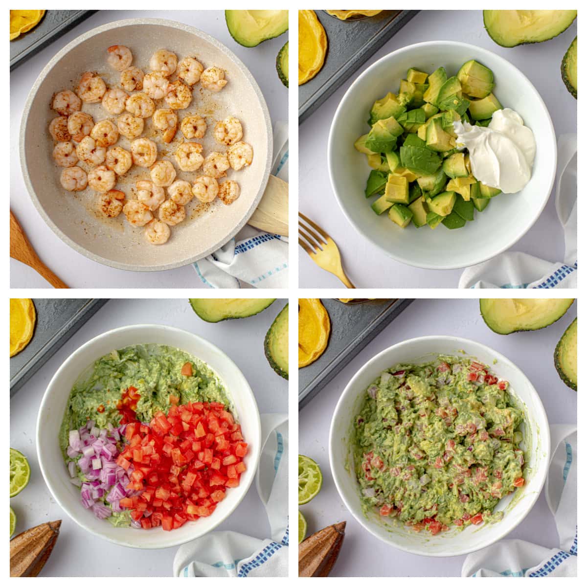 step-by-step pictures of how to make mini shrimp tostada cups 