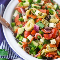 tortellini pasta salad in a bowl