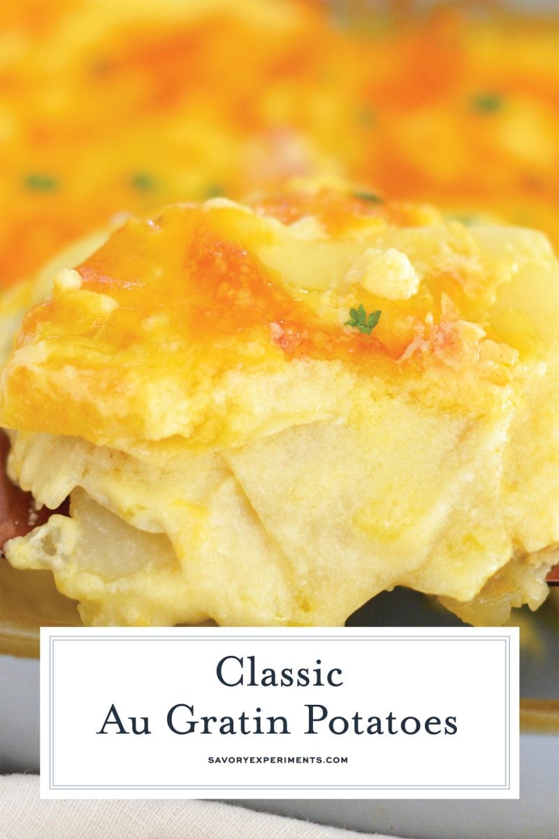close up of au gratin potatoes with cheese 