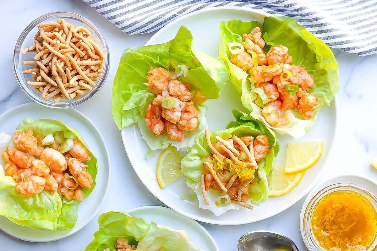 spread of lettuce wraps 