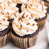 guinness cupcakes on a serving platter