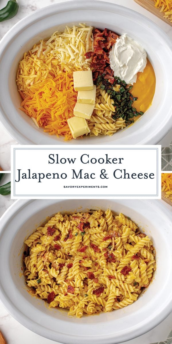 process shots of making mac and cheese in slow cooker 