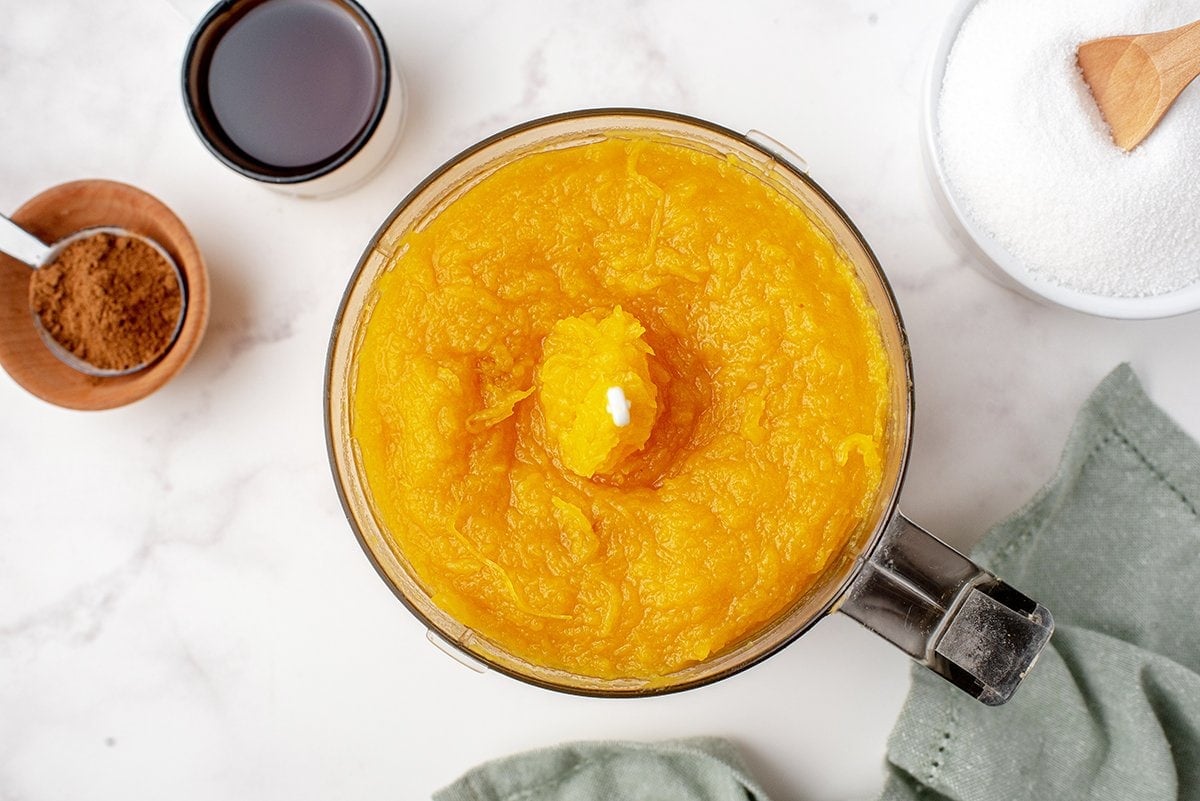 pumpkin puree with spices nearby 