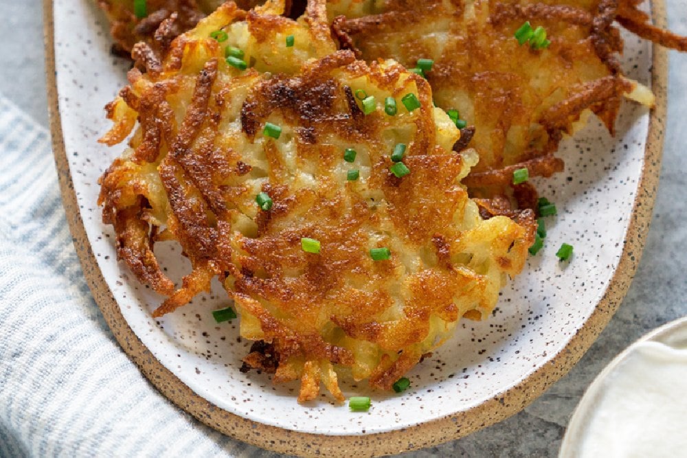 close up of a latke 