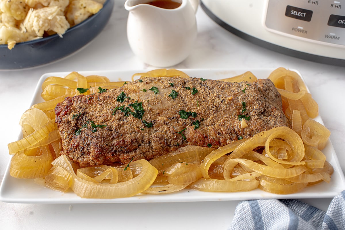 angle view of cooked pork roast 