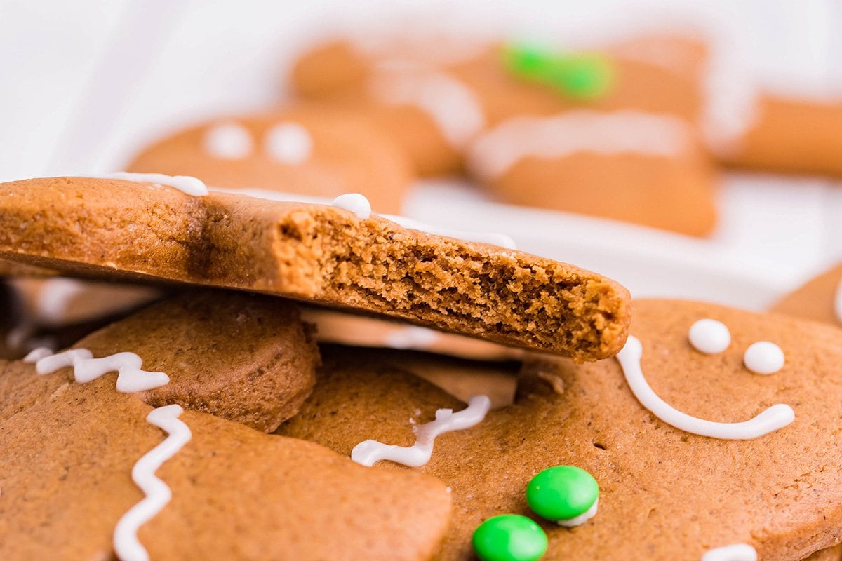 side view of broken gingerbread cookie 