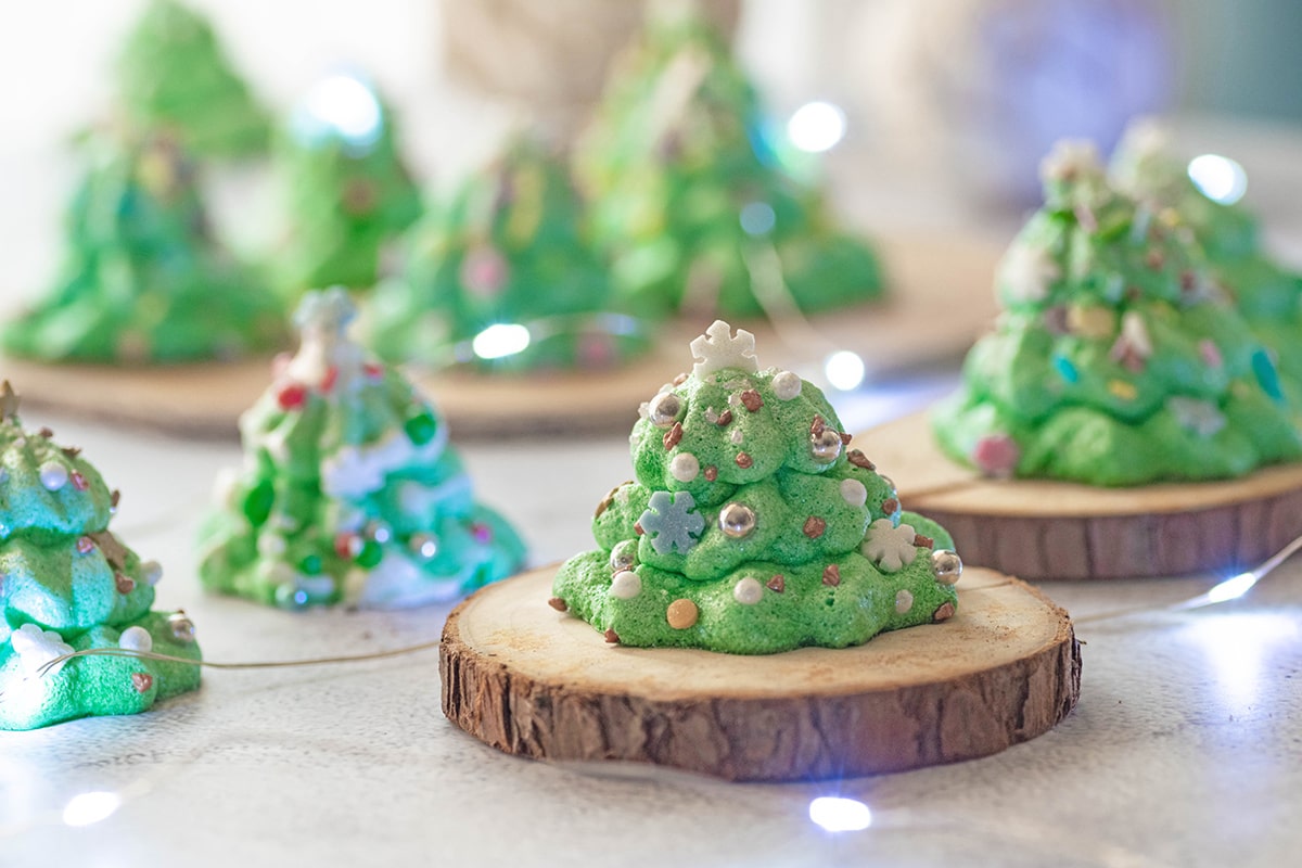 close up of candy christmas tree with lights 