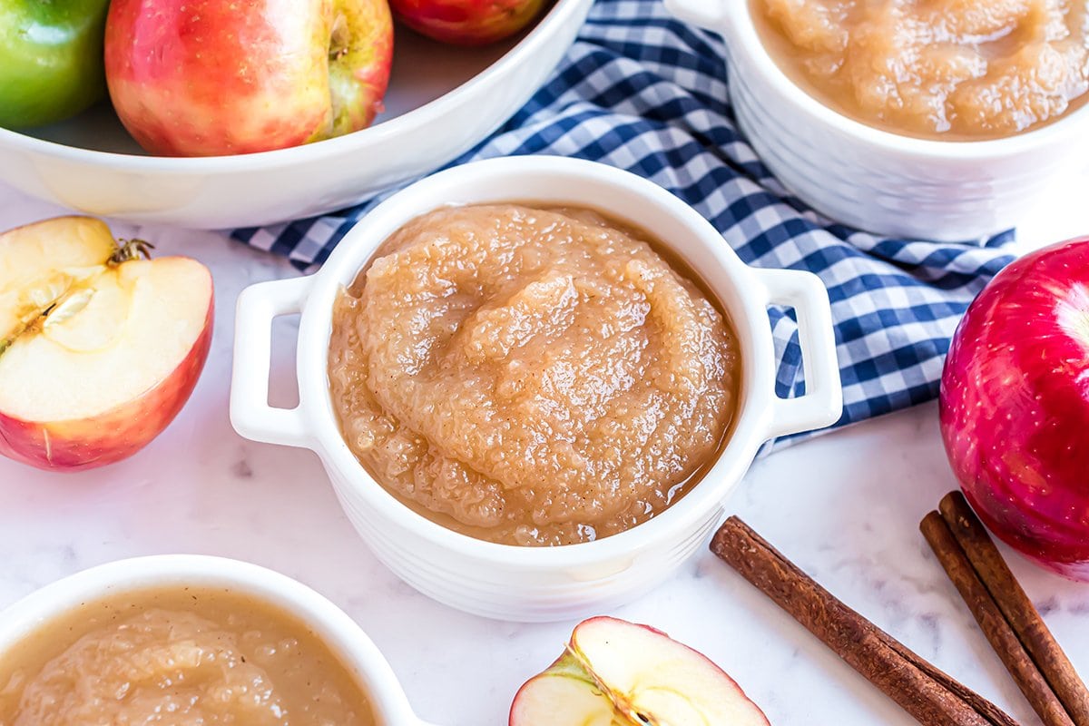 applesauce in a small white bowl 