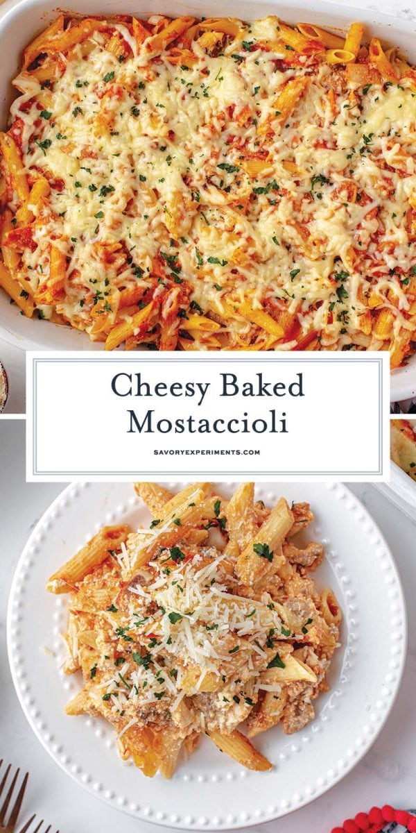 cheesy baked mostaccioli recipe for pinterest 