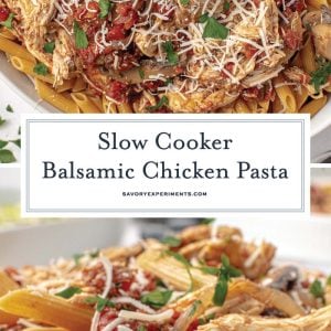 slow cooker balsamic chicken pasta for pinterest