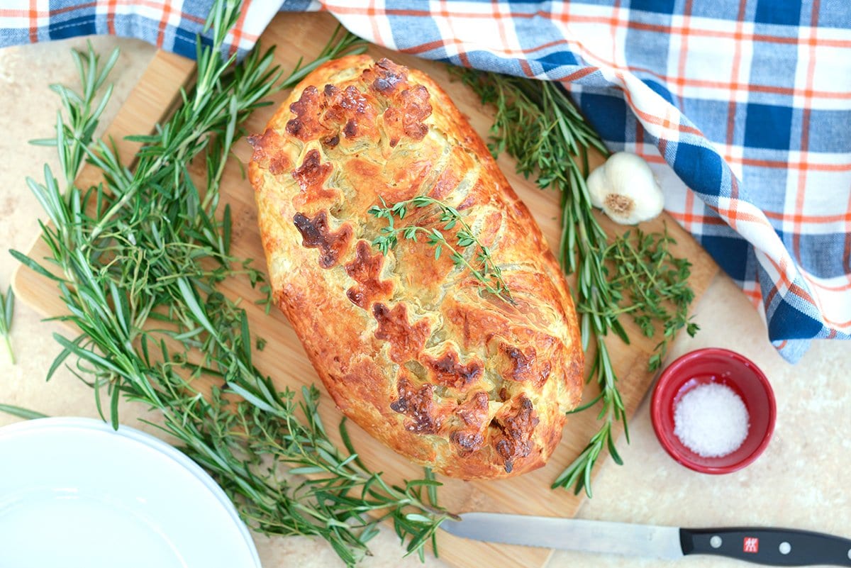 fresh herbs and filet mignon wrapped in puff pastry for pinterest 