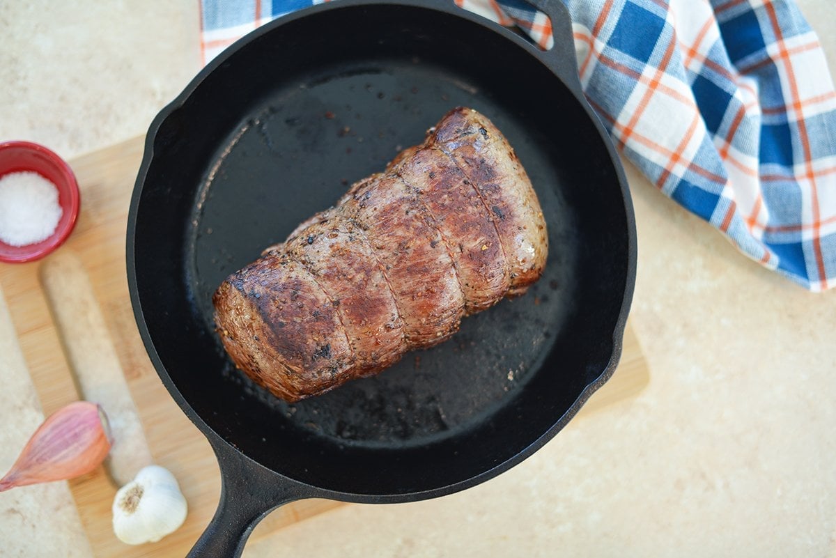 searing beef tenderloin in cast iron 