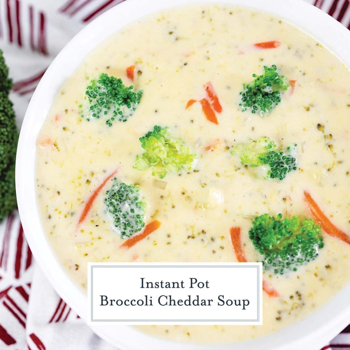 close up of bowl of broccoli cheddar soup 