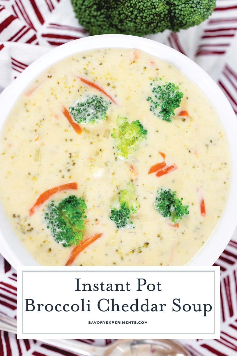 close up of broccoli cheddar soup recipe 