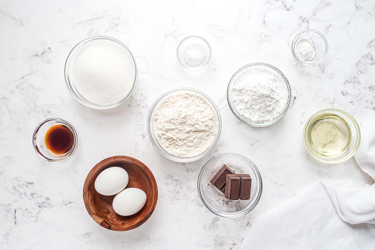 ingredients for chocolate crinkle cookies 