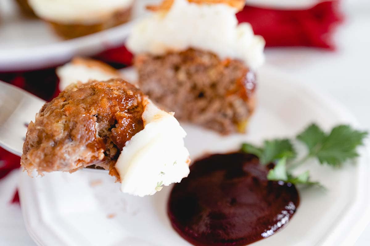 bite of meatloaf on a fork 