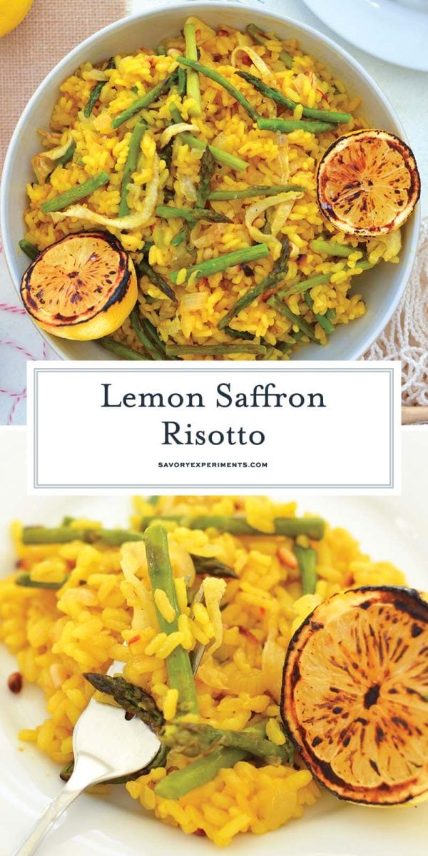 collage of lemon saffron risotto for pinterest