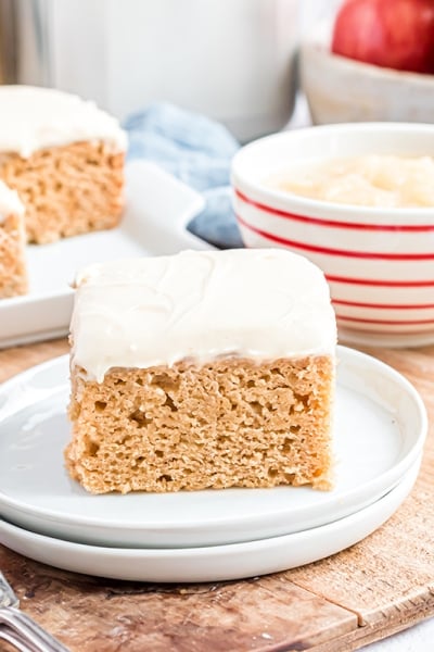 slice of applesauce cake on a plate