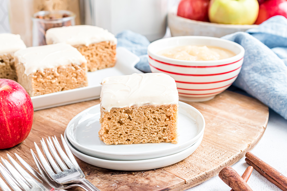 slice of applesauce cake on a plate