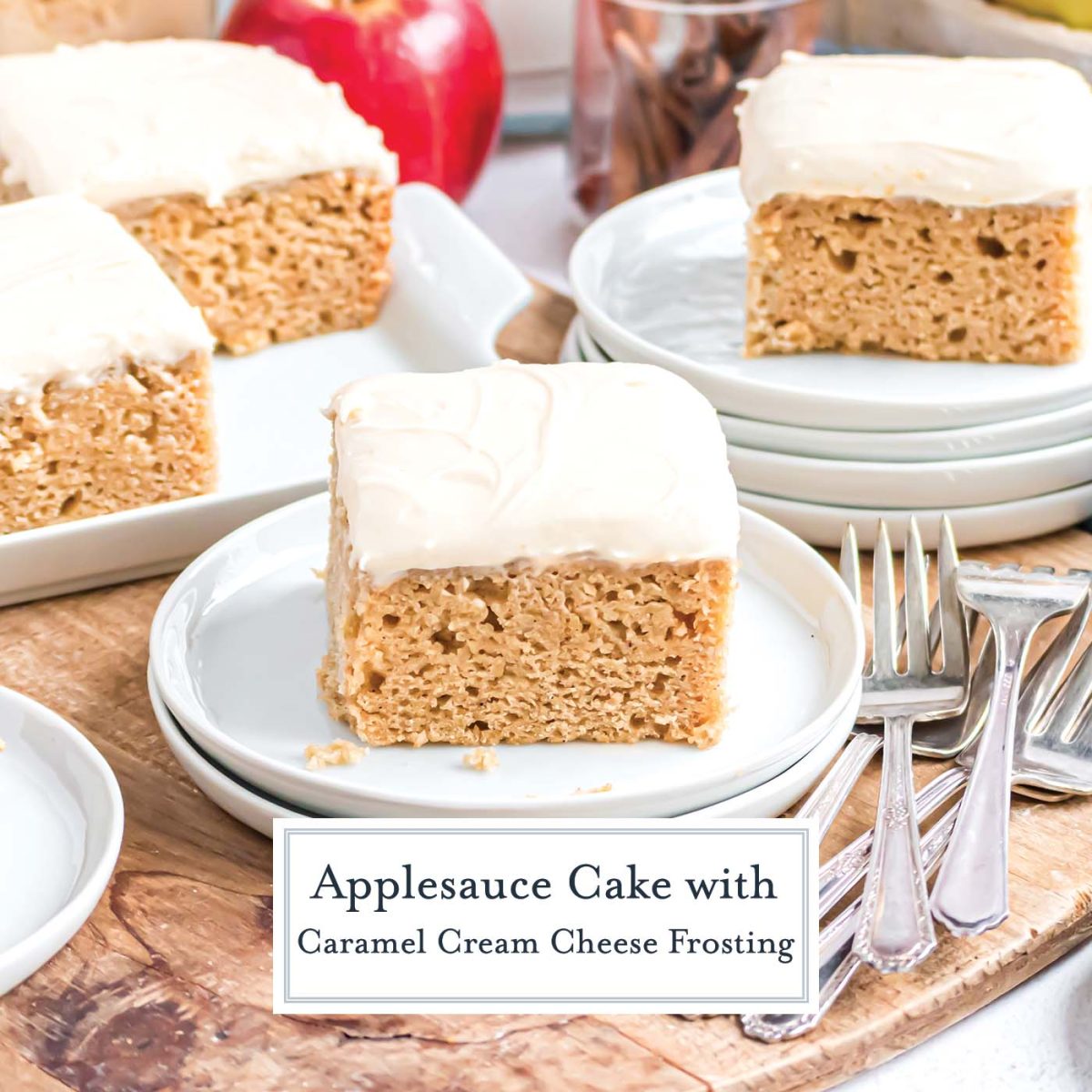 BEST Applesauce Cake Recipe with Caramel Cream Cheese