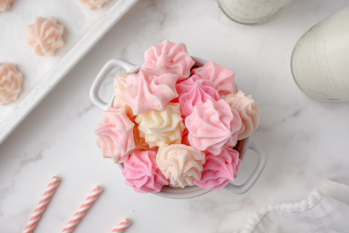 overhead of no-bake cream cheese candy in a bowl