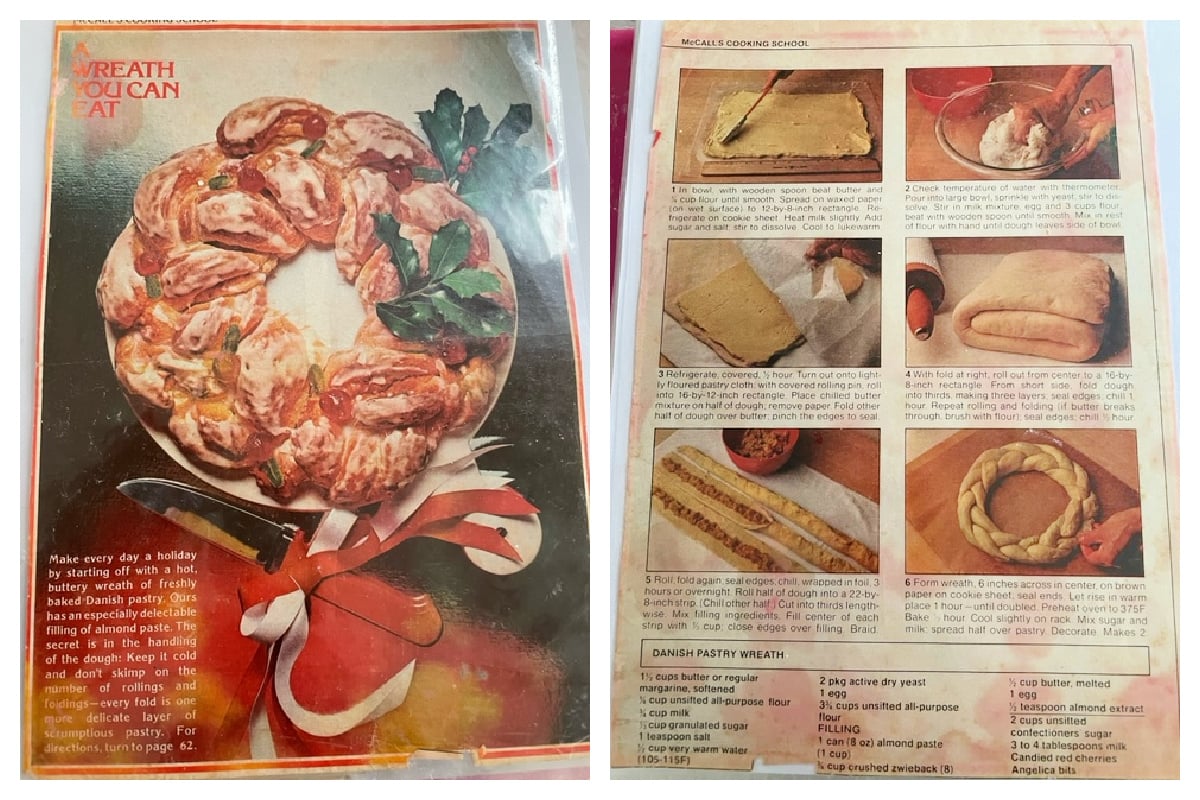 original McCalls Magazine pages with Danish Pastry Wreath recipe 