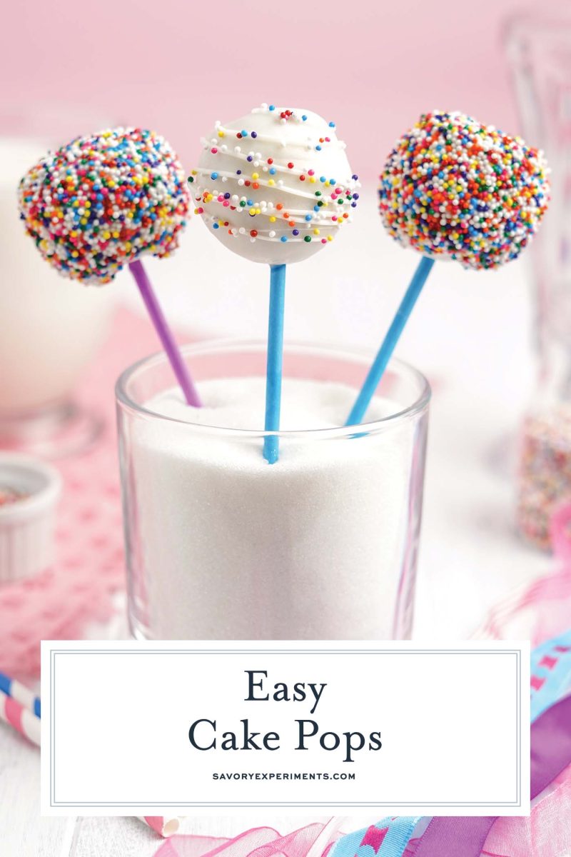 close up of cake pops with rainbow sprinkles 