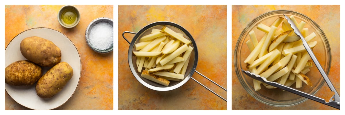 step-by-step of how to make fries in the air fryer 