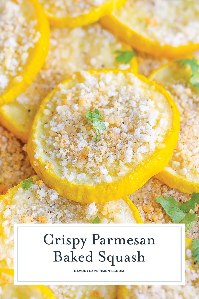 close up of parmesan crusted summer squash 