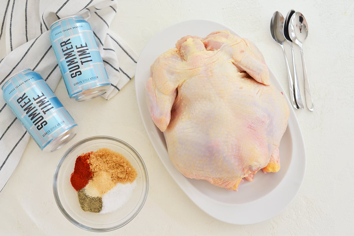 ingredients for making beer can chicken 