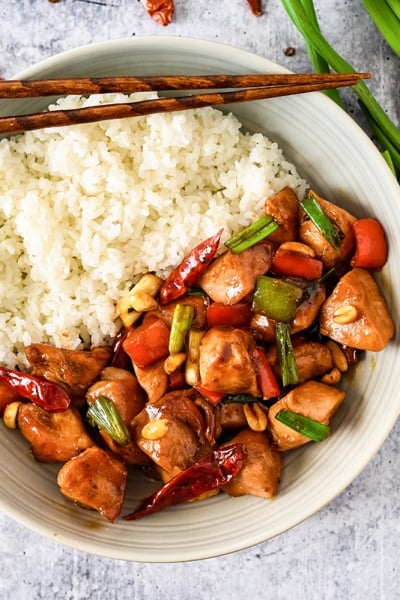 bowl of homemade kung pao chicken