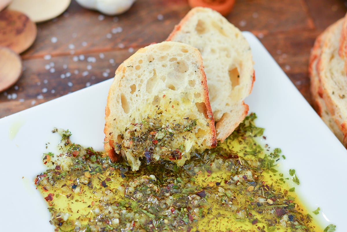 slices of bread covered in oil and spices 