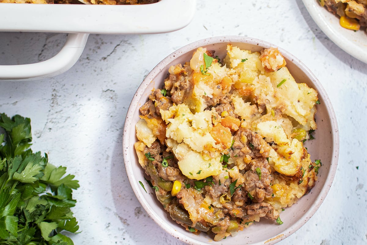 small plate of shepherds pie 