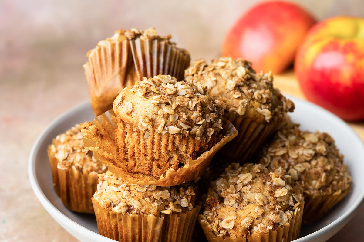 bowl of applesauce muffins