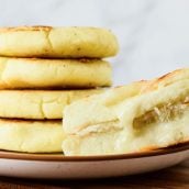 close up of arepas on a serving plate