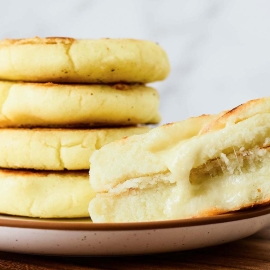 close up of arepas on a serving plate