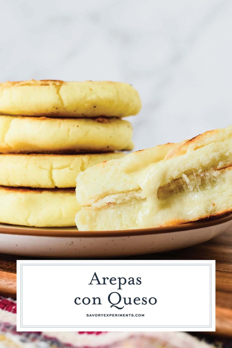 close up of cheesy arepa 