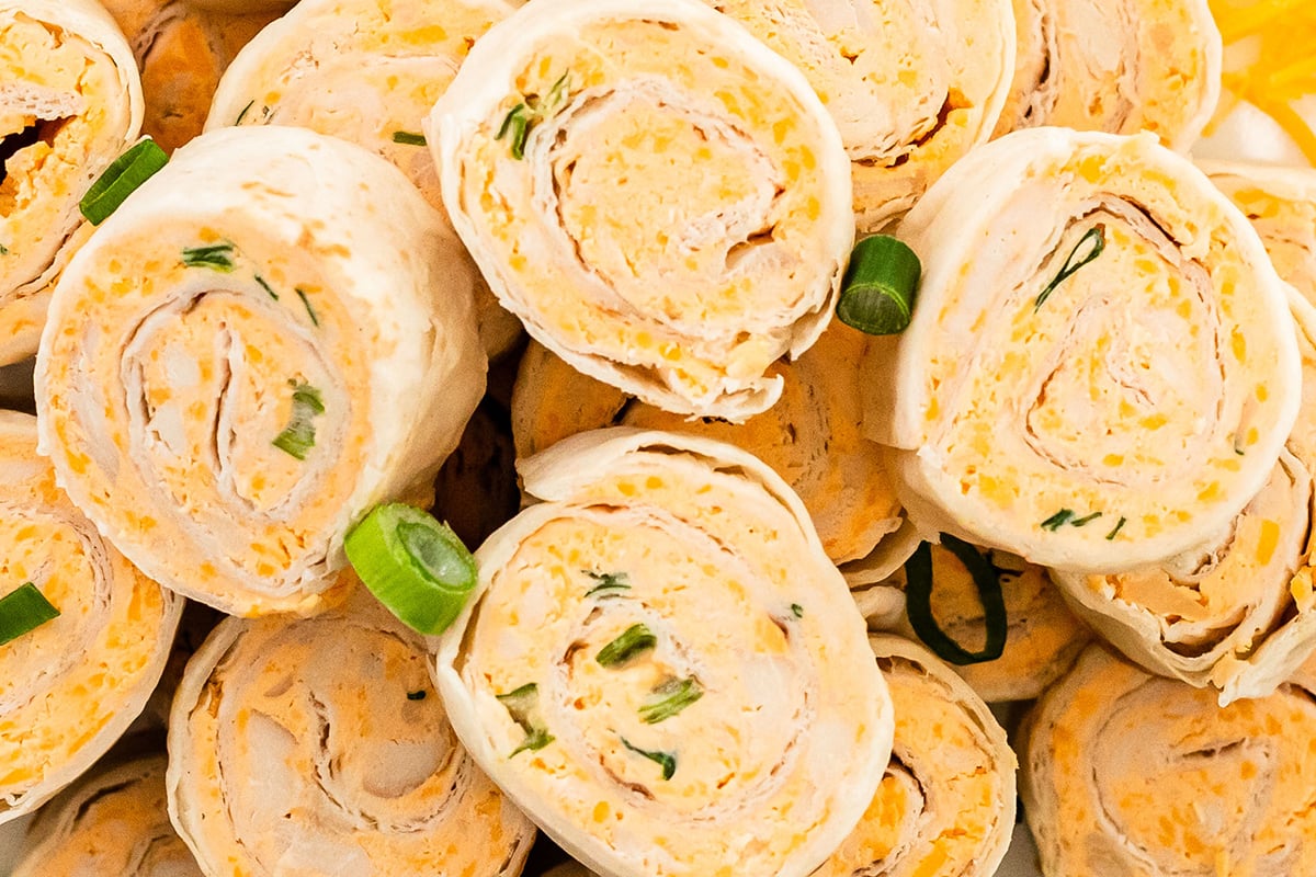 close up of chicken and cheddar roll ups 