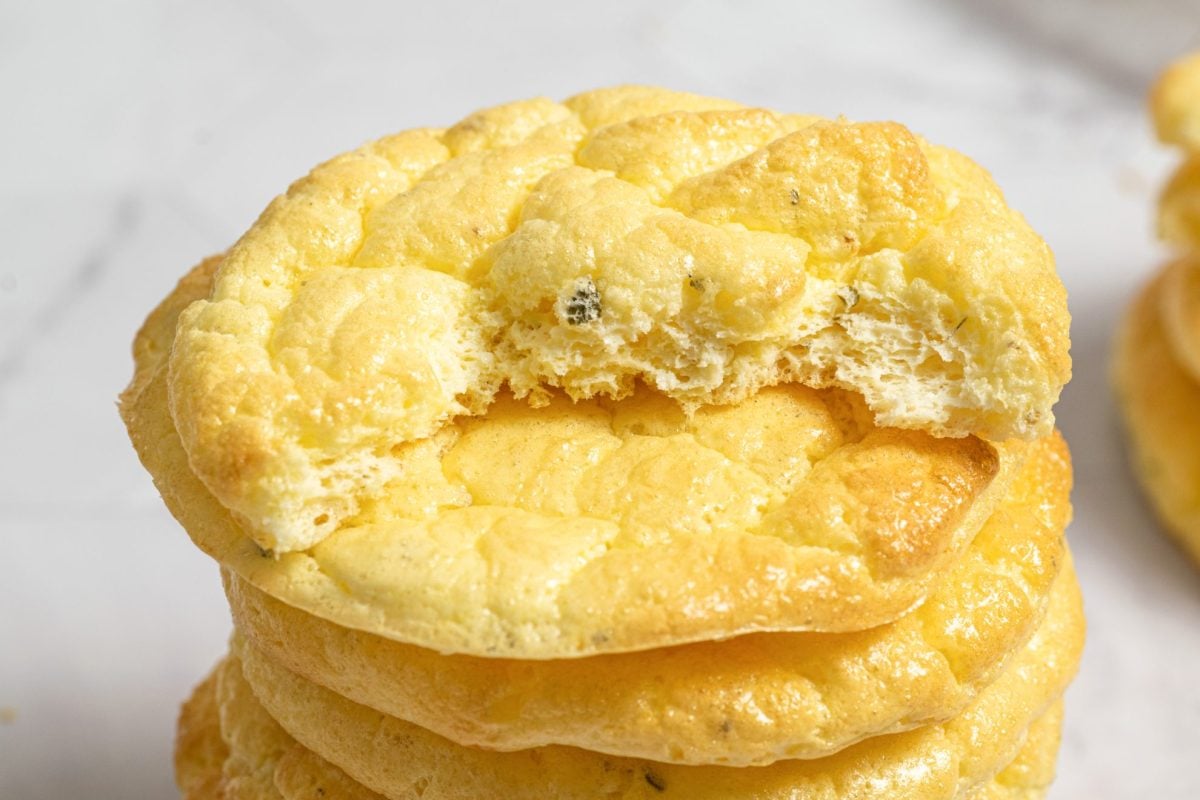 stack of cloud bread with bite taken out