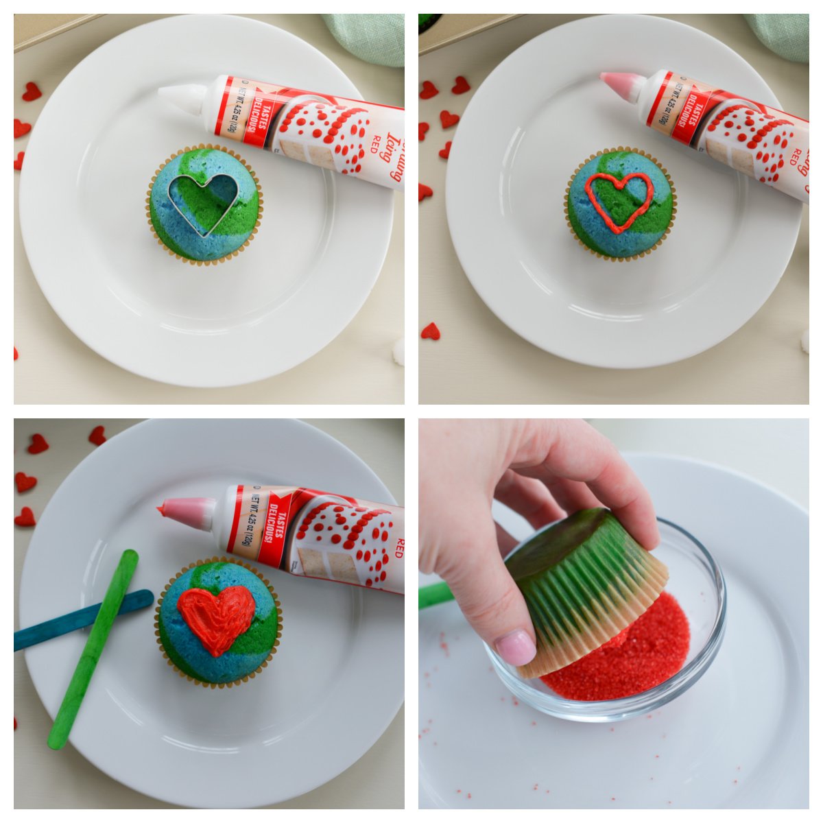 step-by-step making earth cupcakes 