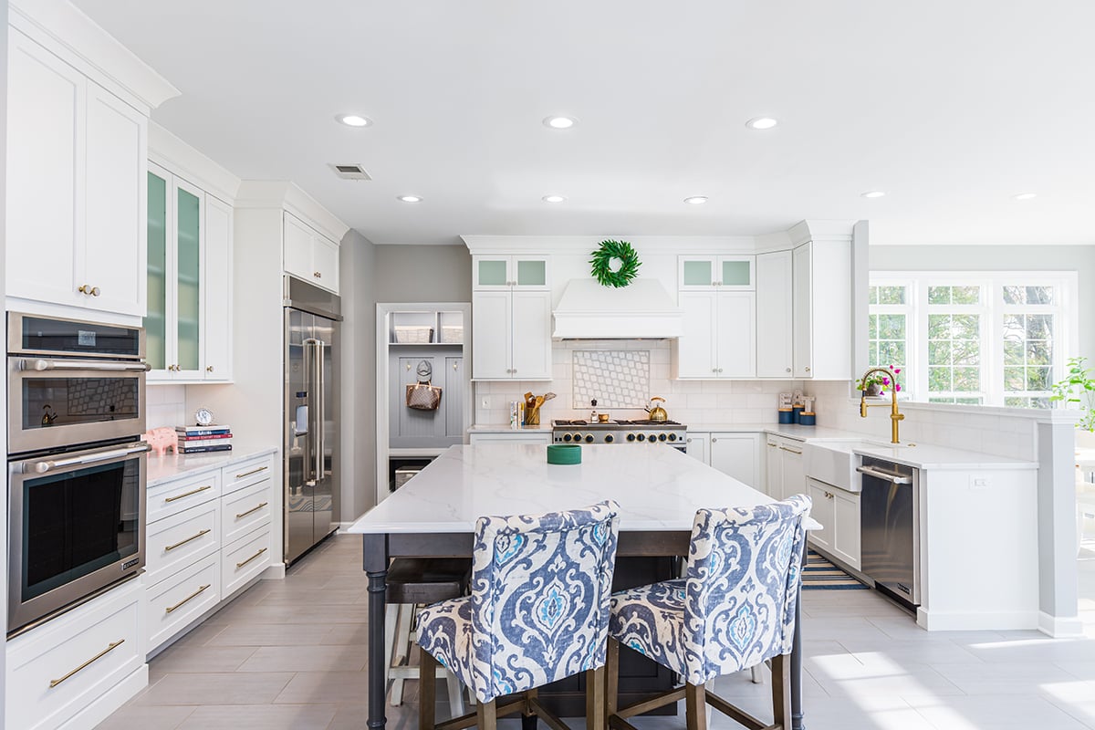 head on image of a white kitchen