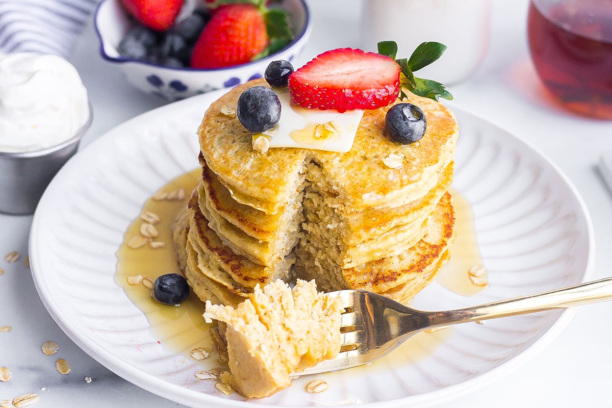 stack of pancakes with a triangular section cut out 