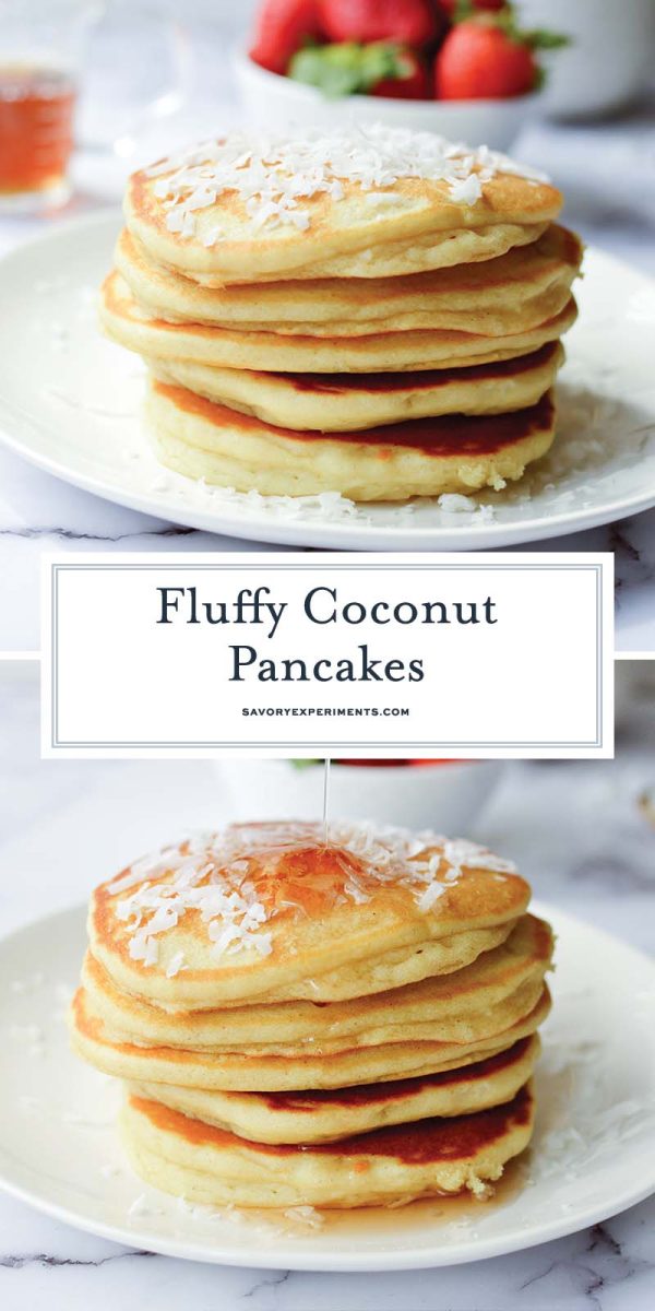 collage of coconut pancakes for pinterest