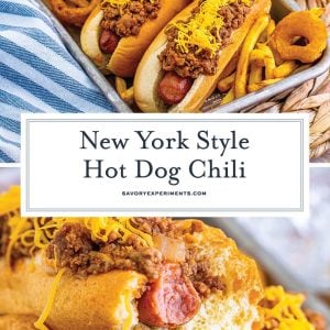 collage of hot dog chili for pinterest
