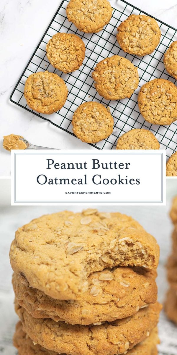 collage of peanut butter oatmeal cookies for pinterest